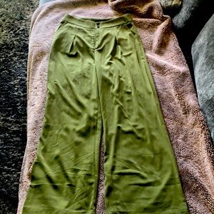 olive green long woven pants ..